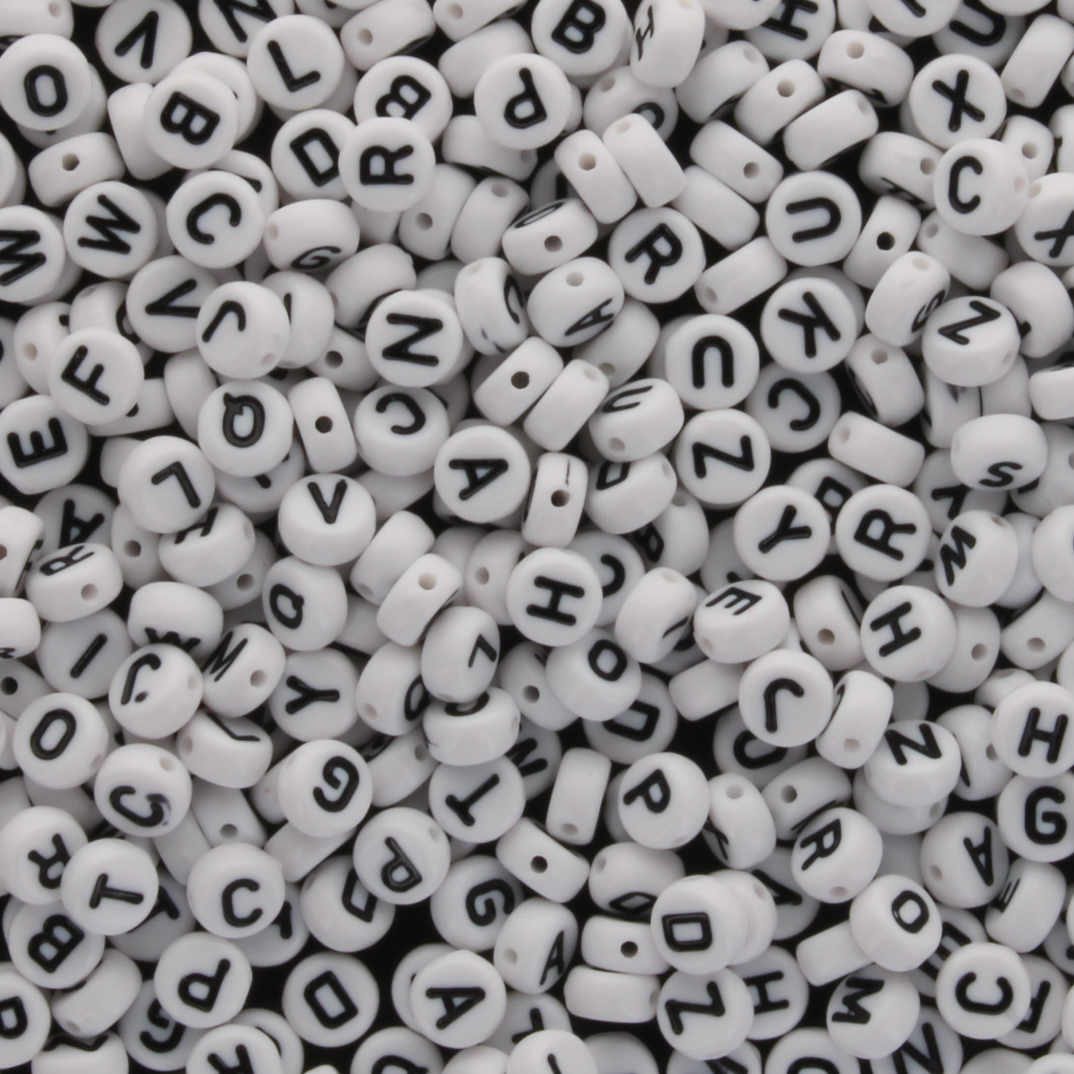 Alphabet Threading Beads White 6mm - pack of 400