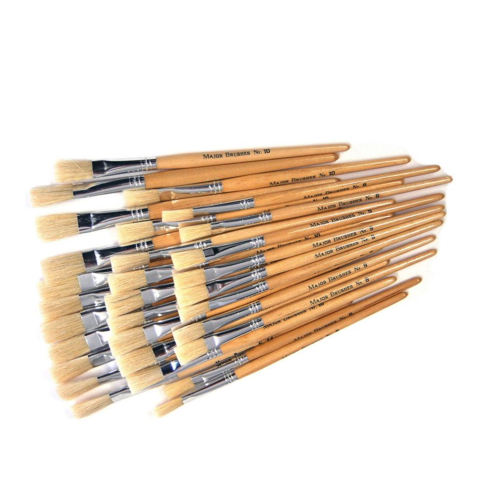 Paint Brushes Hog Hair PH Flat Assorted - pack of 30