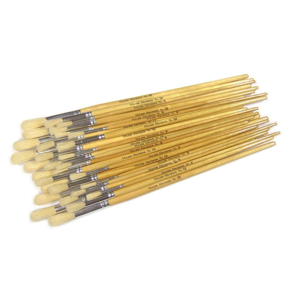 Paint Brushes Hog Hair CH Round Assorted - pack of 30