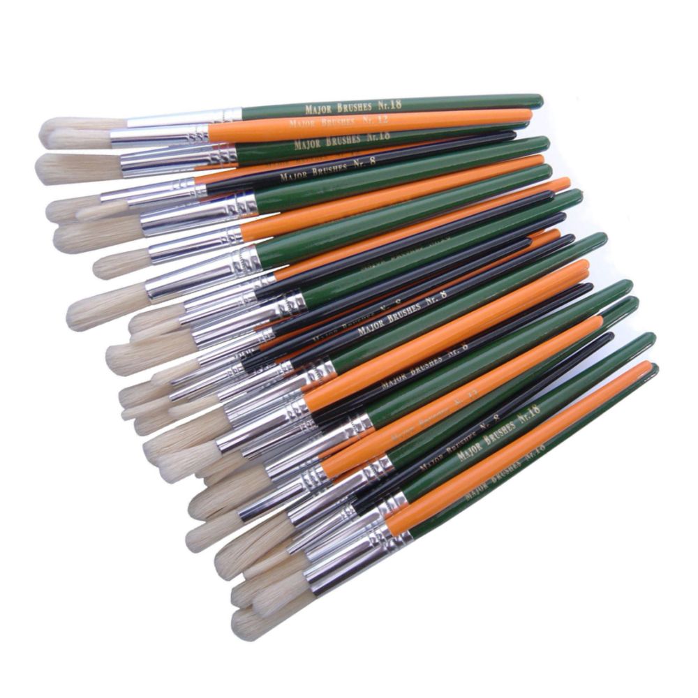 Paint Brushes Hog Hair PH Round Assorted - pack of 30