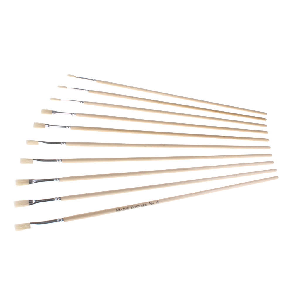 Paint Brushes Hog Hair DH Flat Size 4 - pack of 10