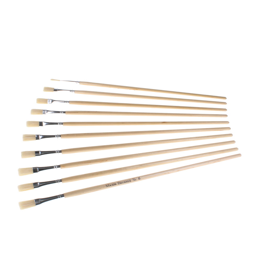 Paint Brushes Hog Hair DH Flat Size 6 - pack of 10