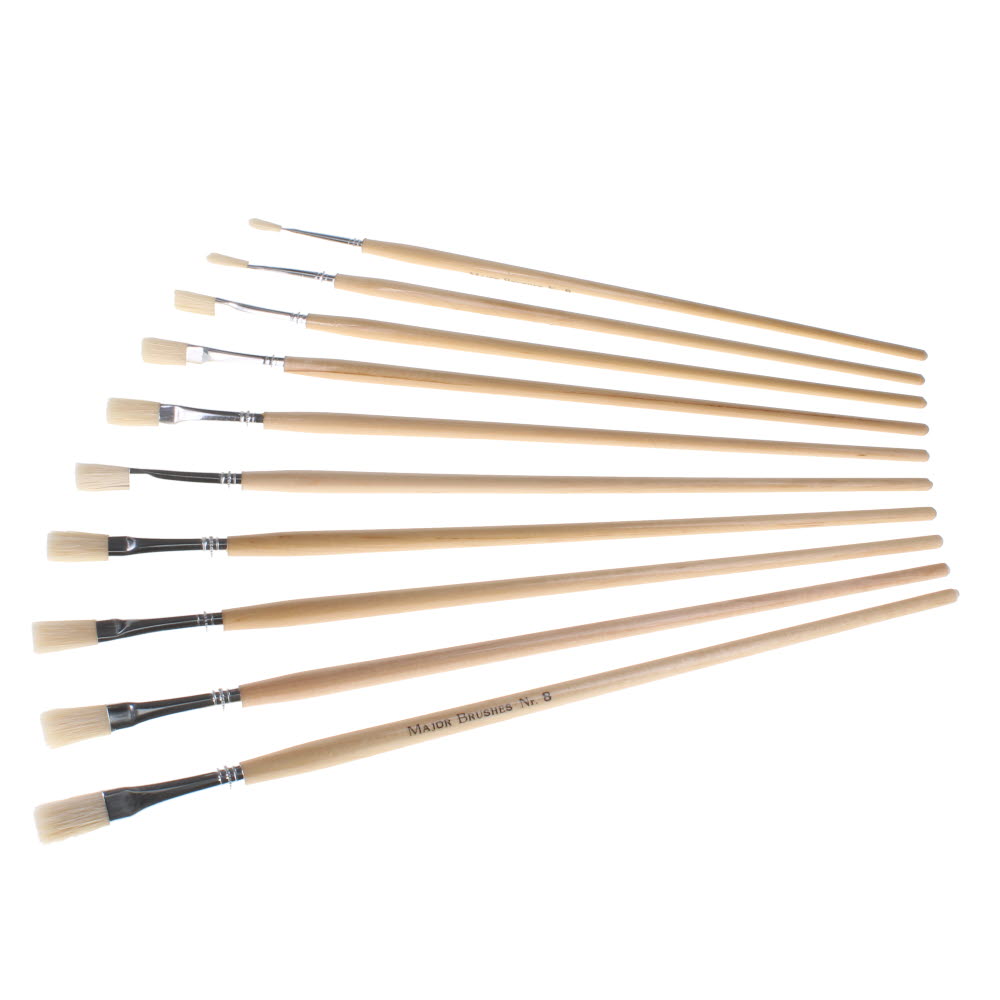 Paint Brushes Hog Hair DH Flat Size 8 - pack of 10