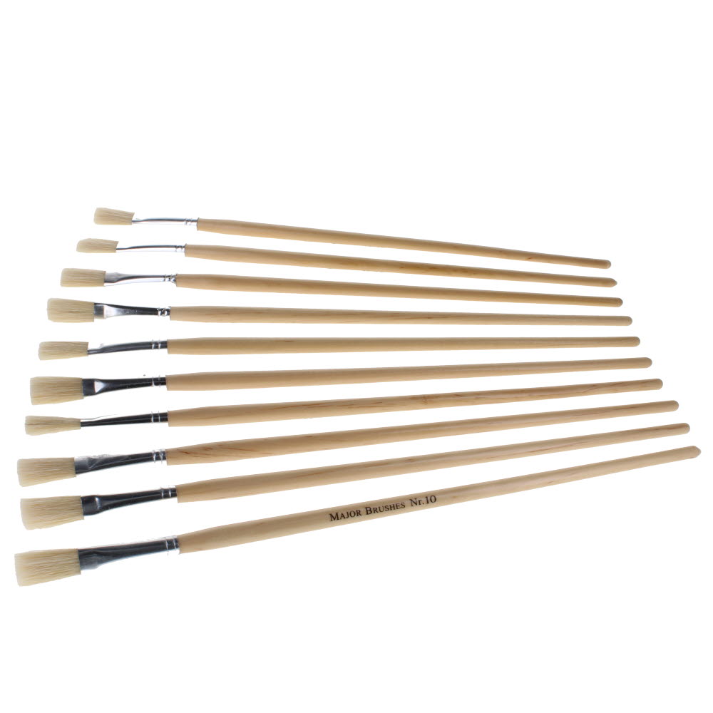 Paint Brushes Hog Hair DH Flat Size 10 - pack of 10