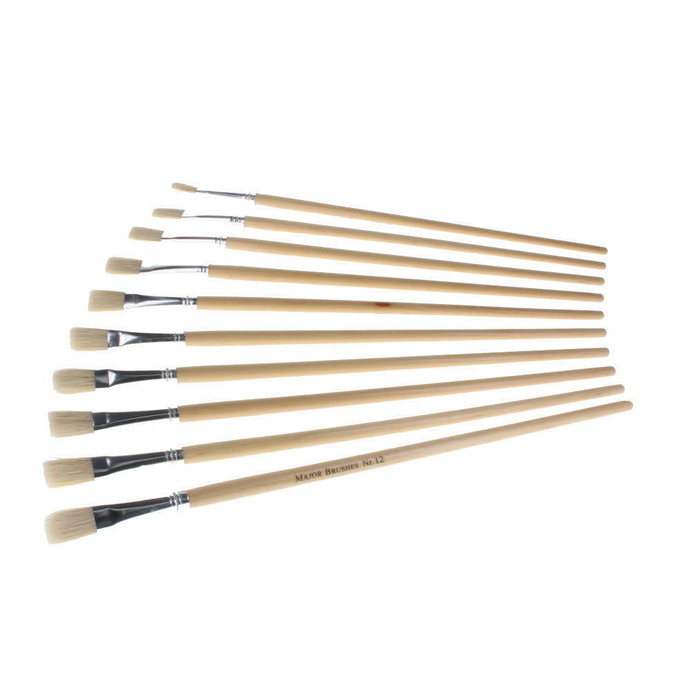 Paint Brushes Hog Hair DH Flat Size 12 - pack of 10