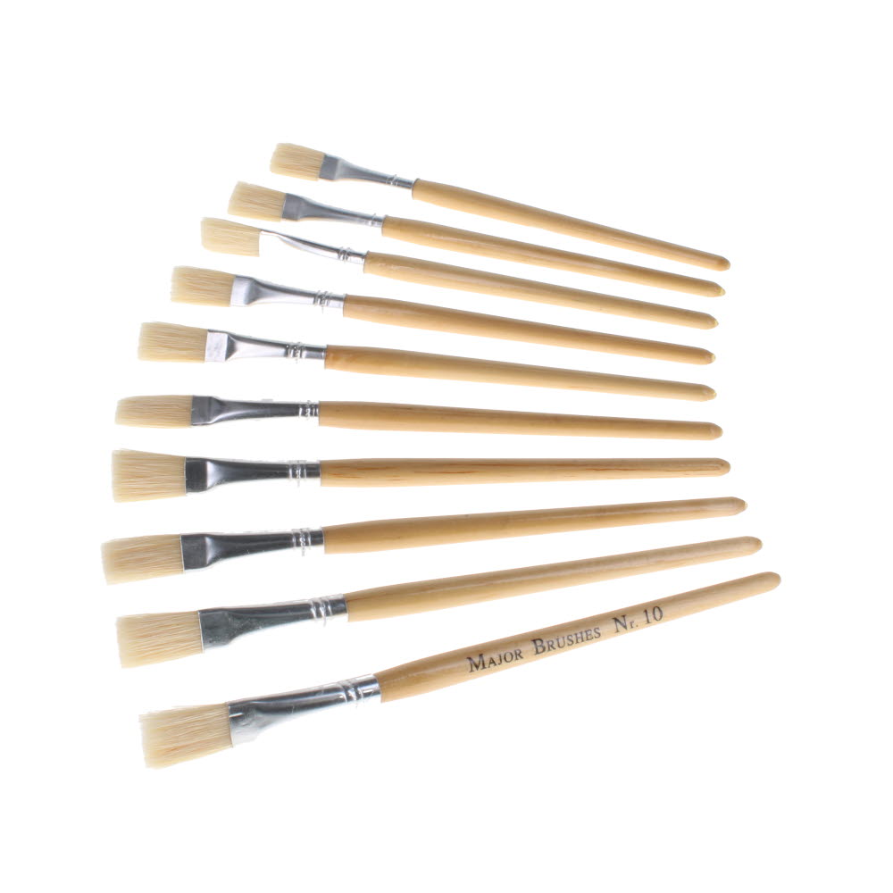 Paint Brushes Hog Hair PH Flat Size 12 - pack of 10