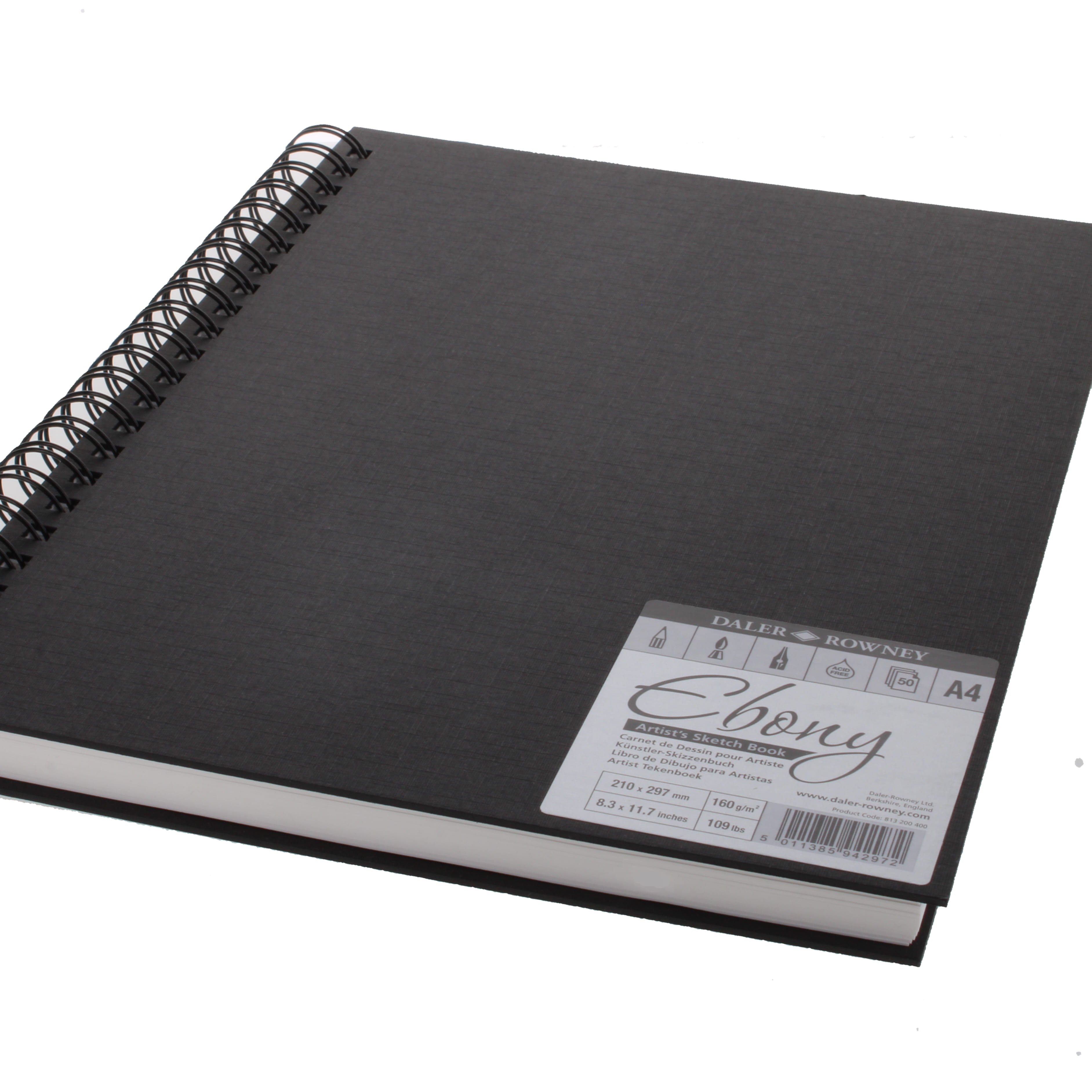 Daler-Rowney A4 Spiral Hardback White Paper Sketching Pad 160gsm - STK66W