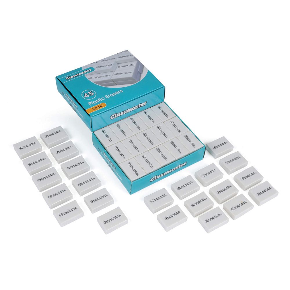 Plastic Erasers, 32 x 23 x 9mm - pack of 45
