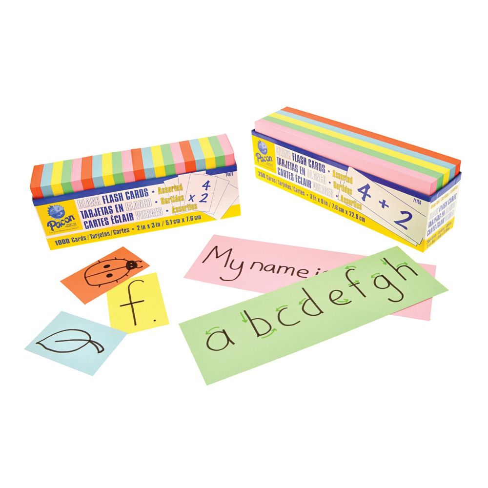 Flash Card Blanks Assorted 50 x 76mm - pack of 1000 - STF379