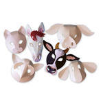 Folding Farm Animal Card Masks - Pack of 30 - STZ17