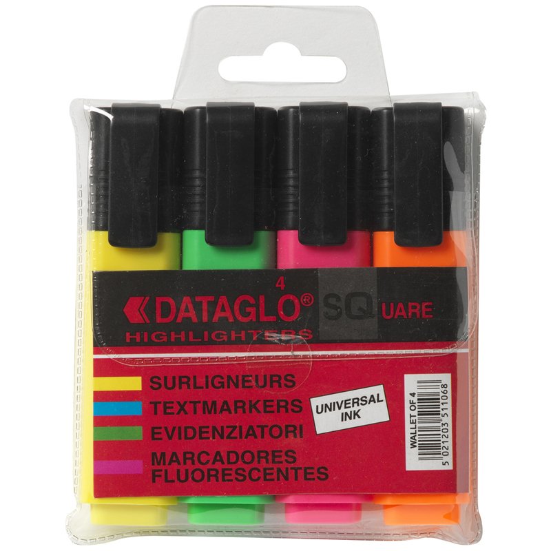 Highlighters Markers Chisel Tip - pack of 4