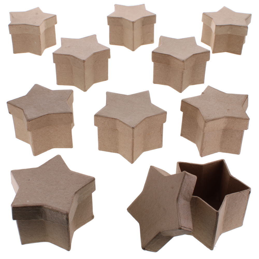 Papier Mache Star Shaped Boxes - pack of 10