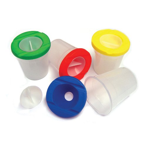 Paint/Water Pots Non-Spill Assorted - pack of 10