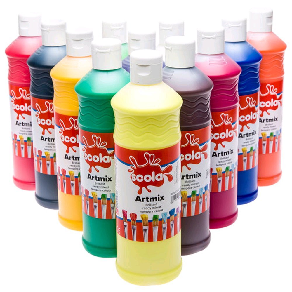 Ready Mixed Poster Paint Assorted  - 12 x 600ml