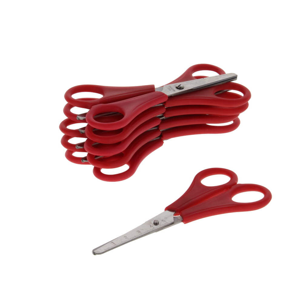 Ruler Safety Scissor - Right Handed - Red - Pack of 10 - STS10